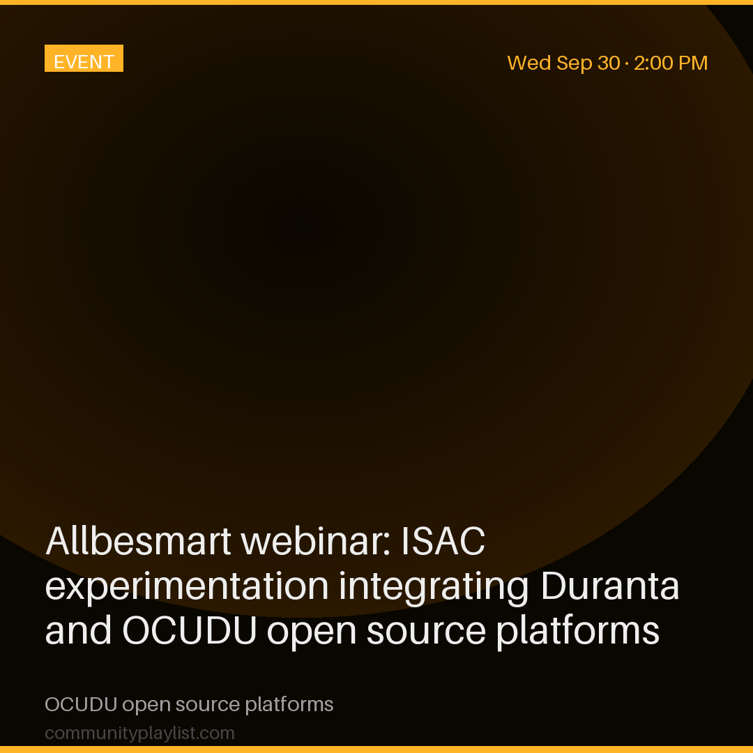Allbesmart webinar: ISAC experimentation integrating Duranta and OCUDU open source platforms