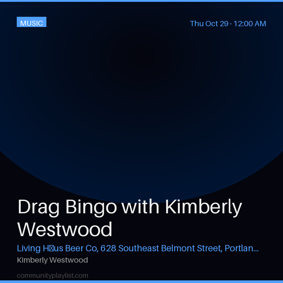 Drag Bingo with Kimberly Westwood