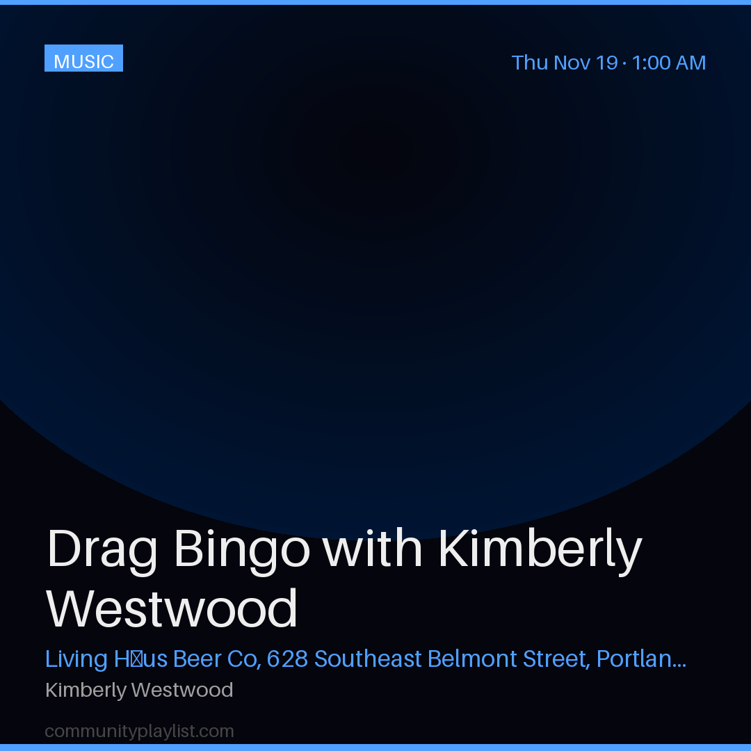 Drag Bingo with Kimberly Westwood