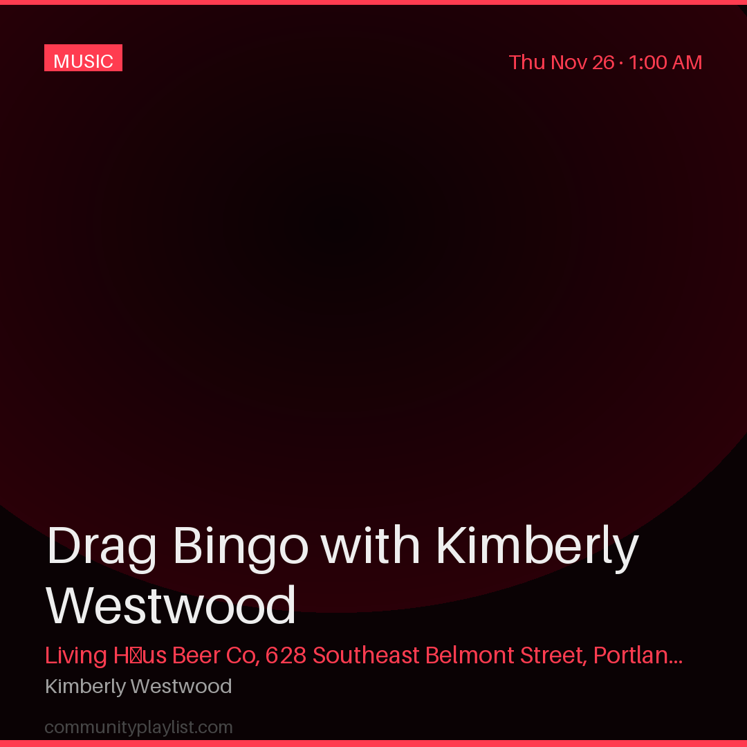 Drag Bingo with Kimberly Westwood