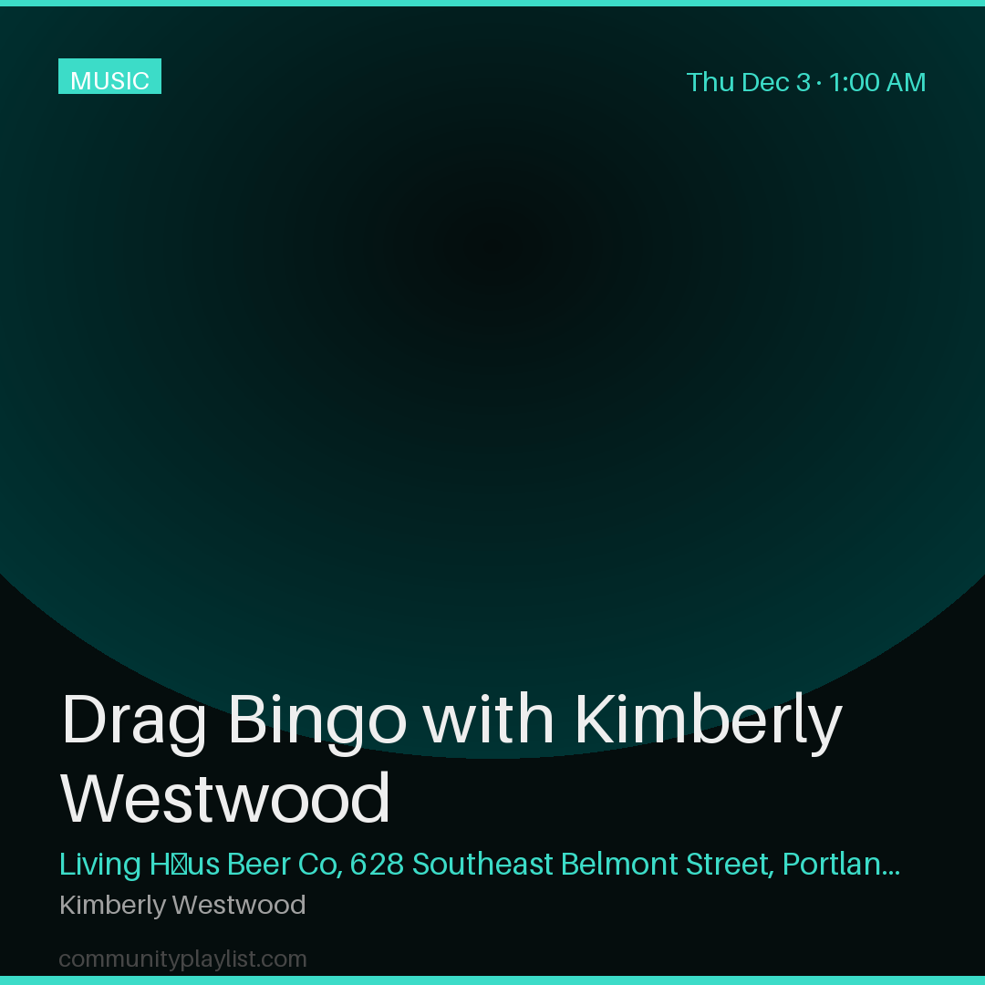 Drag Bingo with Kimberly Westwood
