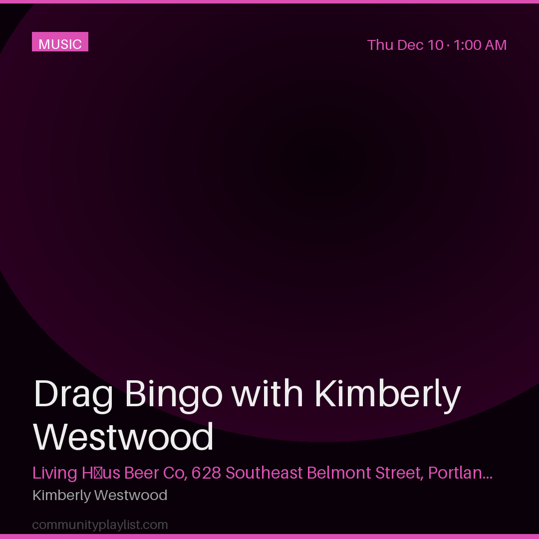 Drag Bingo with Kimberly Westwood