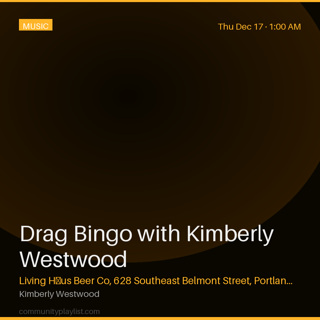 Drag Bingo with Kimberly Westwood