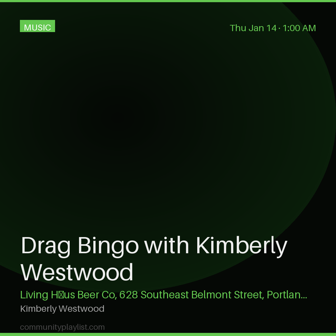 Drag Bingo with Kimberly Westwood