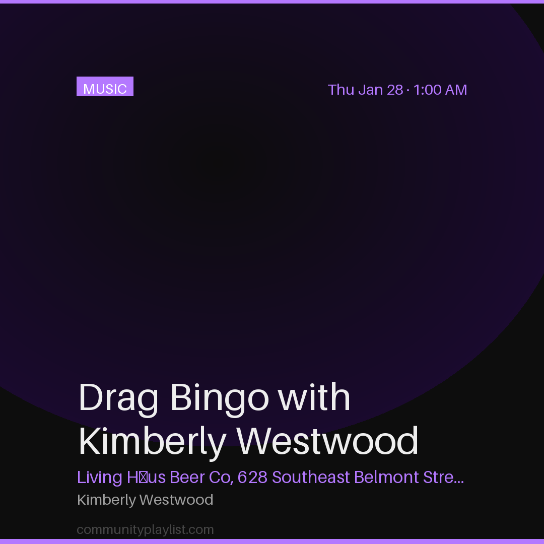 Drag Bingo with Kimberly Westwood