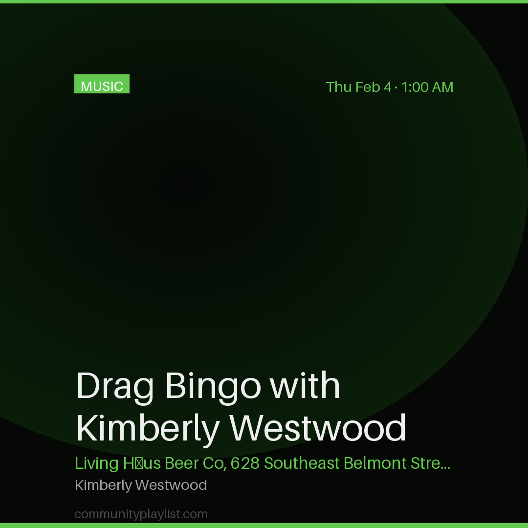 Drag Bingo with Kimberly Westwood