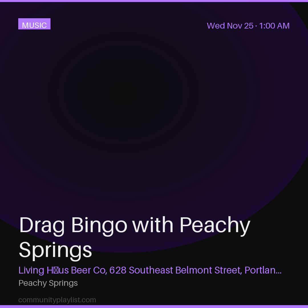 Drag Bingo with Peachy Springs