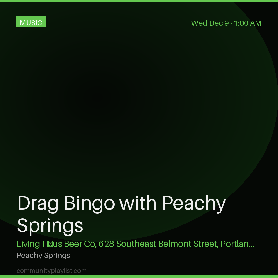 Drag Bingo with Peachy Springs