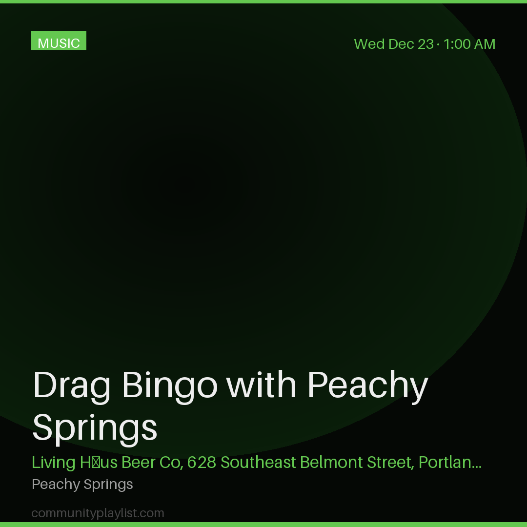 Drag Bingo with Peachy Springs