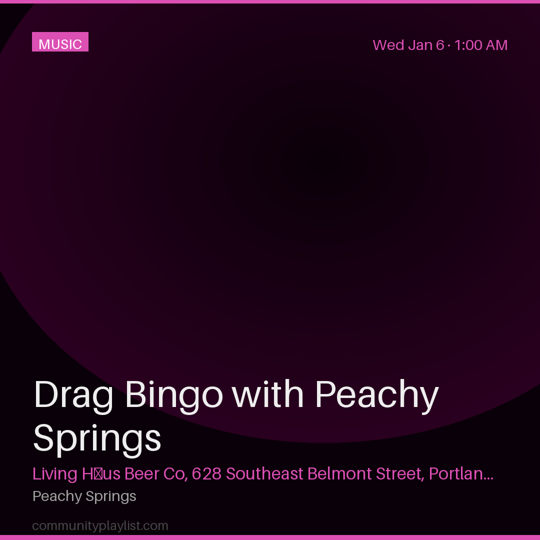 Drag Bingo with Peachy Springs