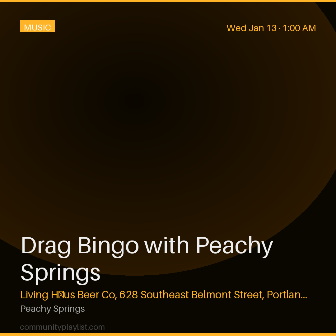 Drag Bingo with Peachy Springs