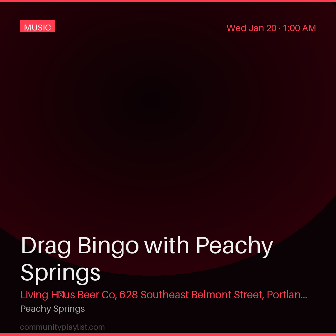 Drag Bingo with Peachy Springs