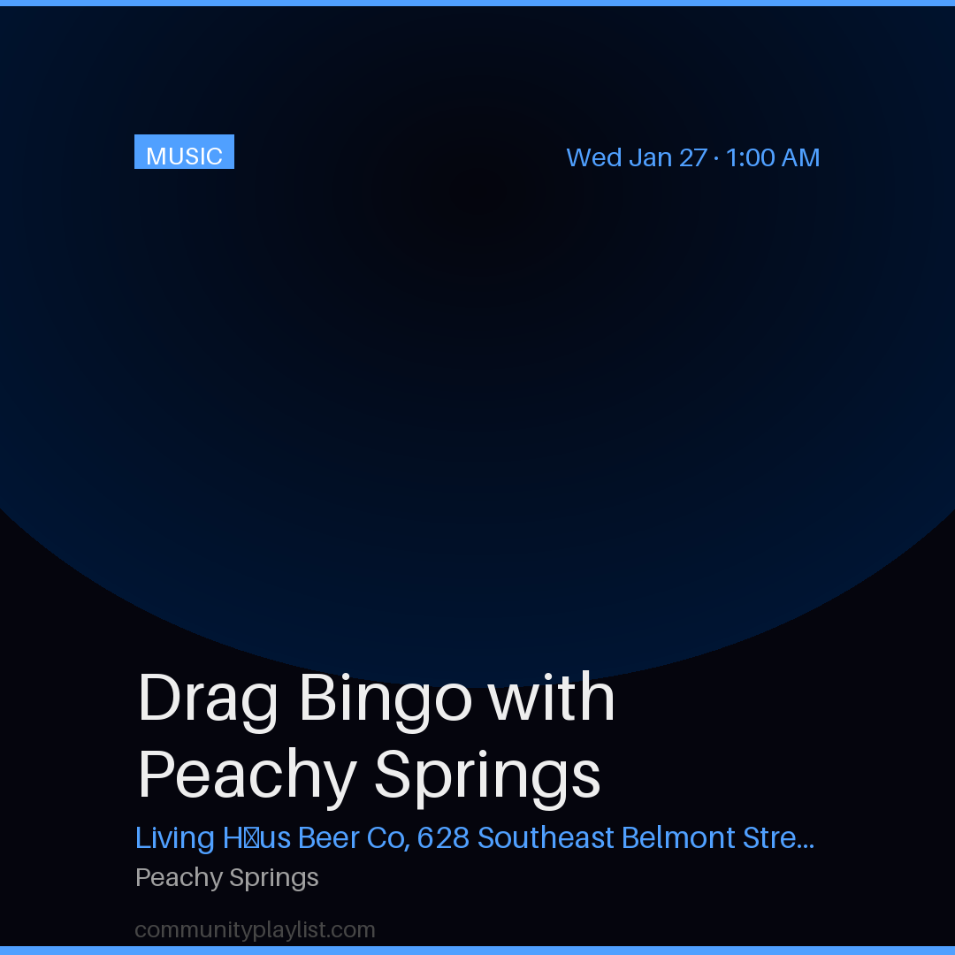 Drag Bingo with Peachy Springs