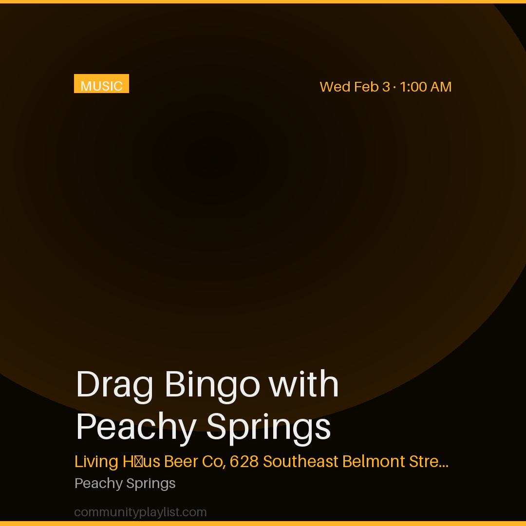 Drag Bingo with Peachy Springs