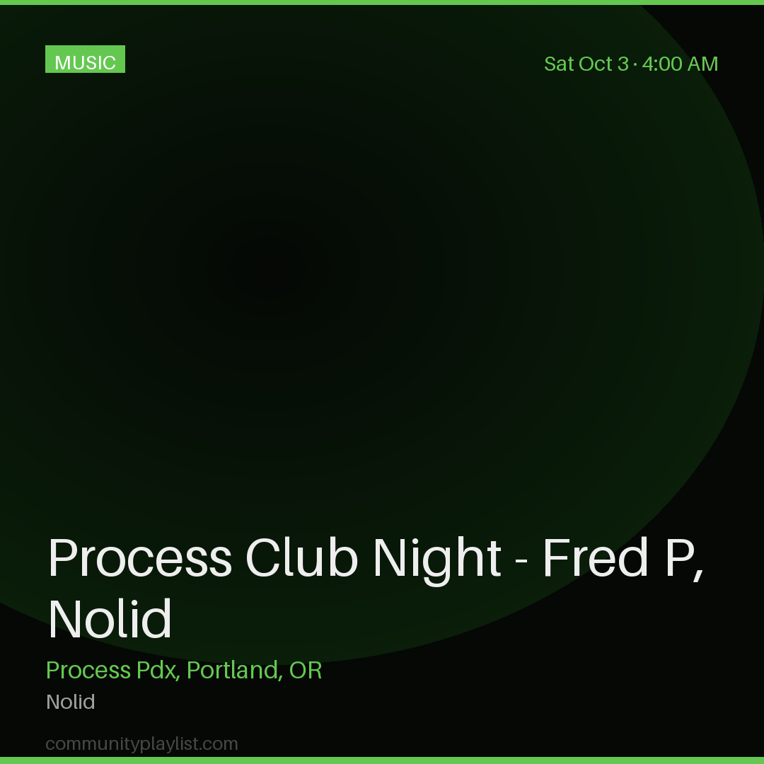 Process Club Night - Fred P, Nolid