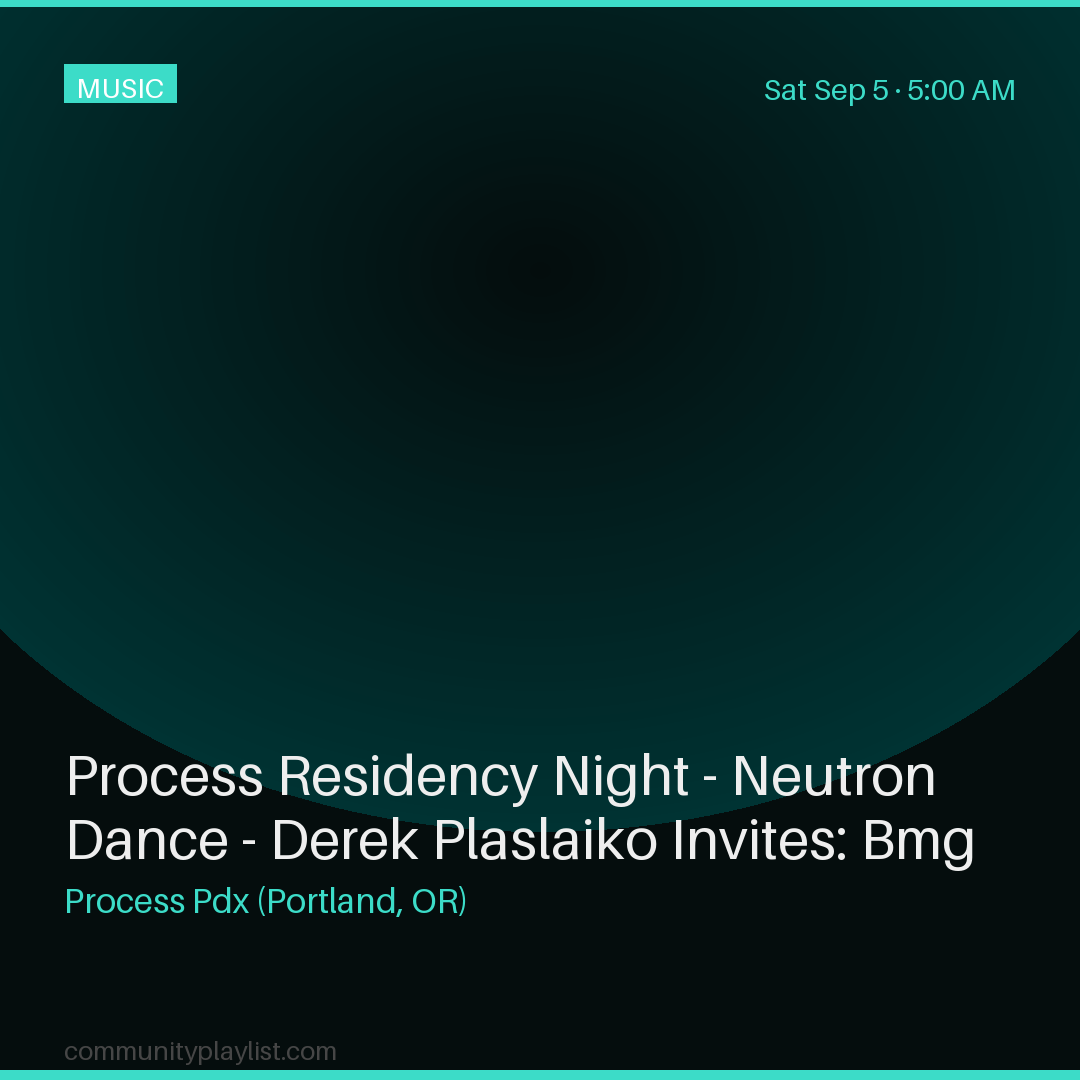 Process Residency Night - Neutron Dance - Derek Plaslaiko Invites: Bmg