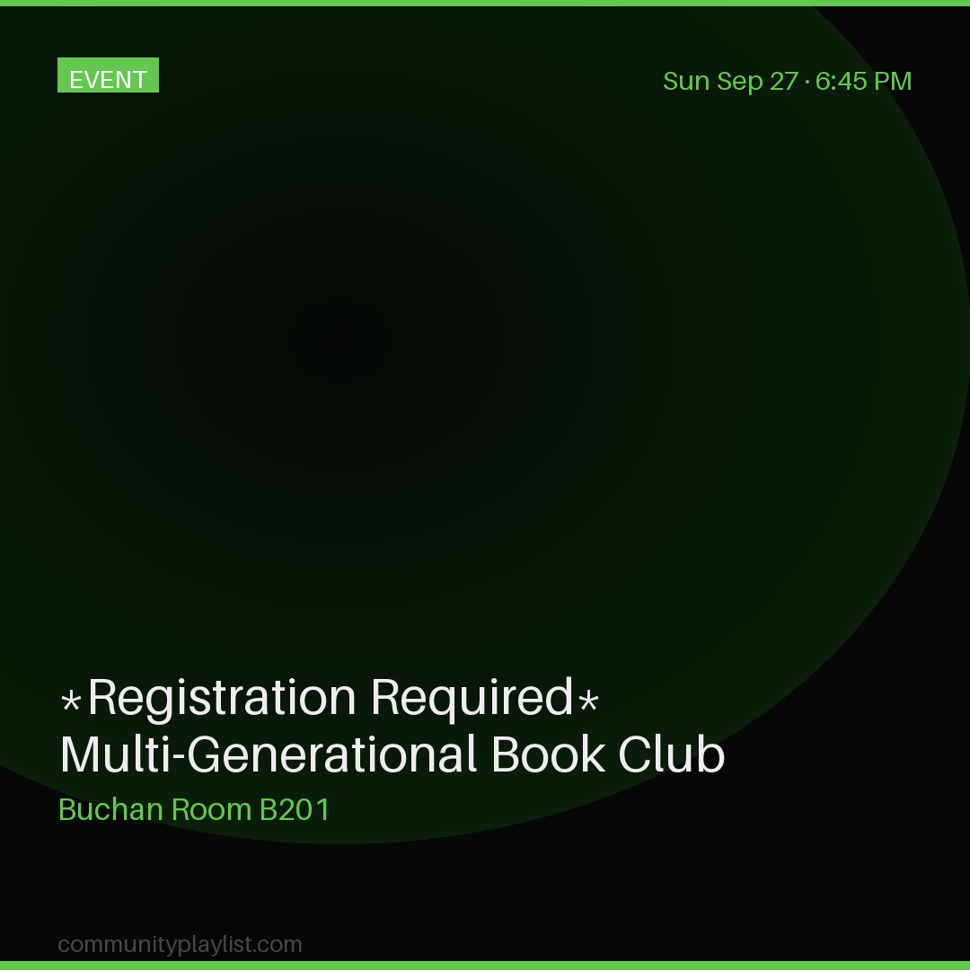*Registration Required* Multi-Generational Book Club