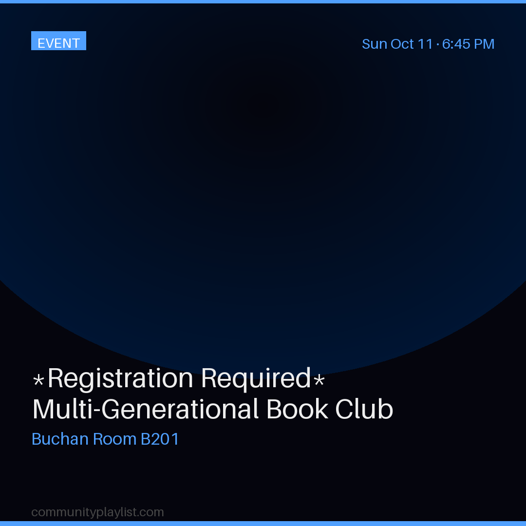 *Registration Required* Multi-Generational Book Club