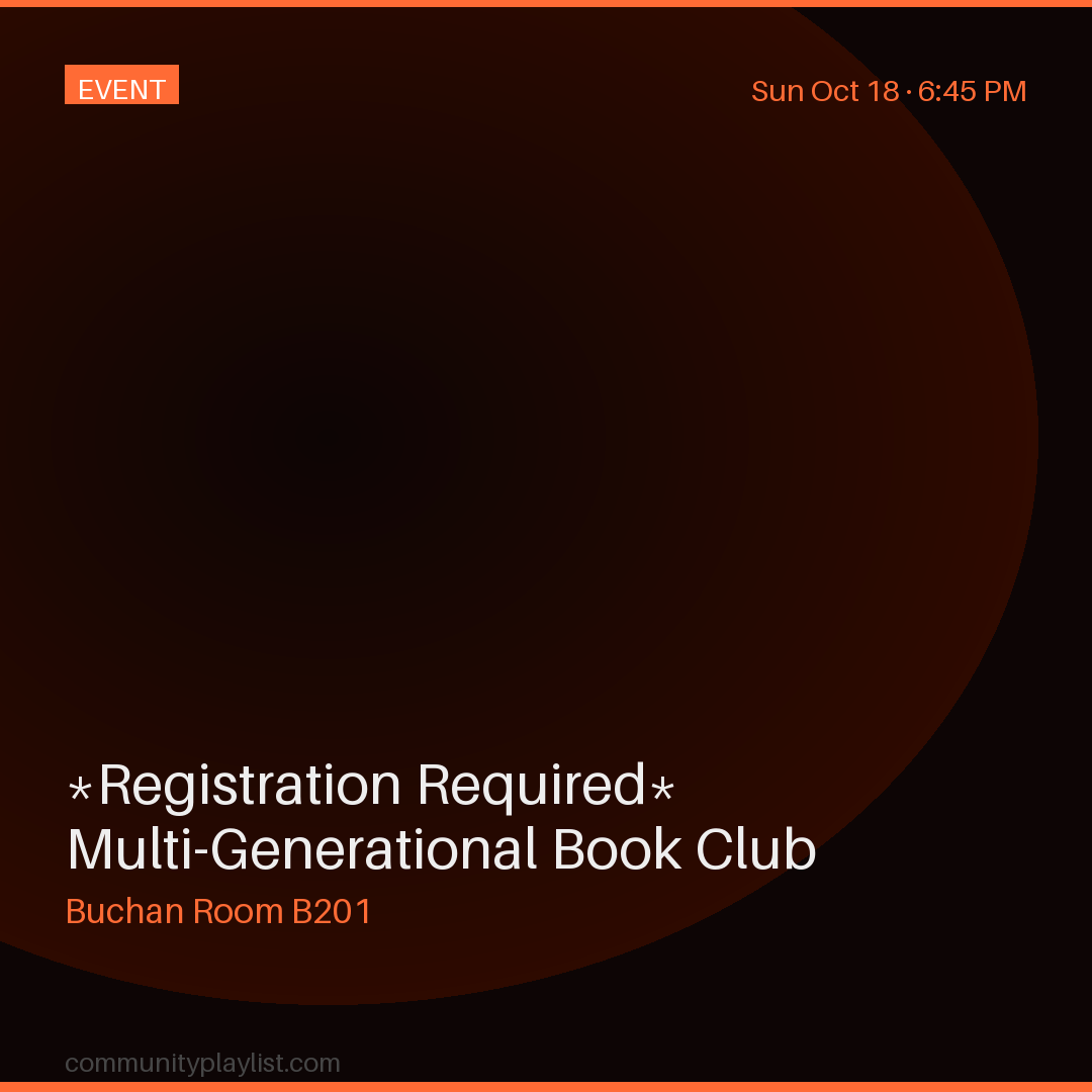 *Registration Required* Multi-Generational Book Club