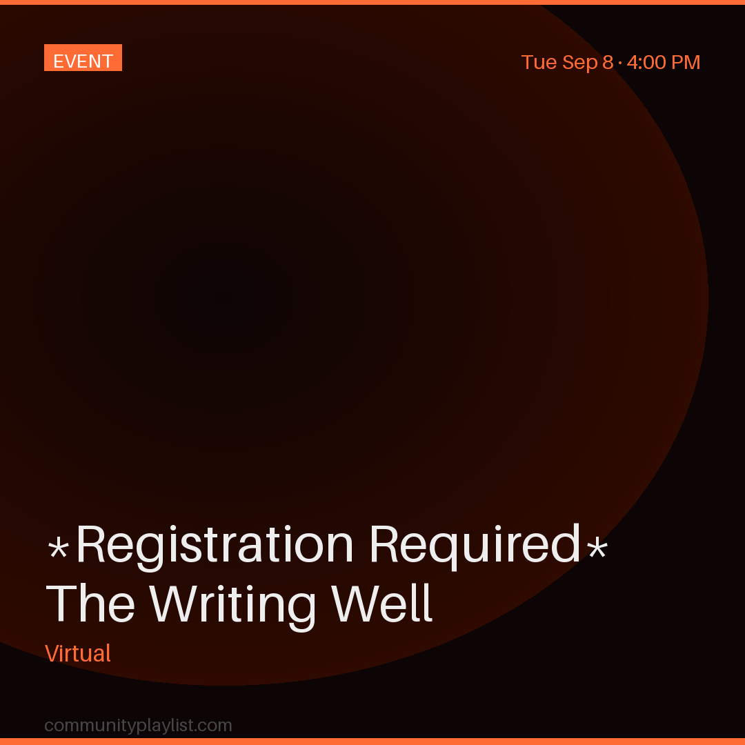 *Registration Required* The Writing Well