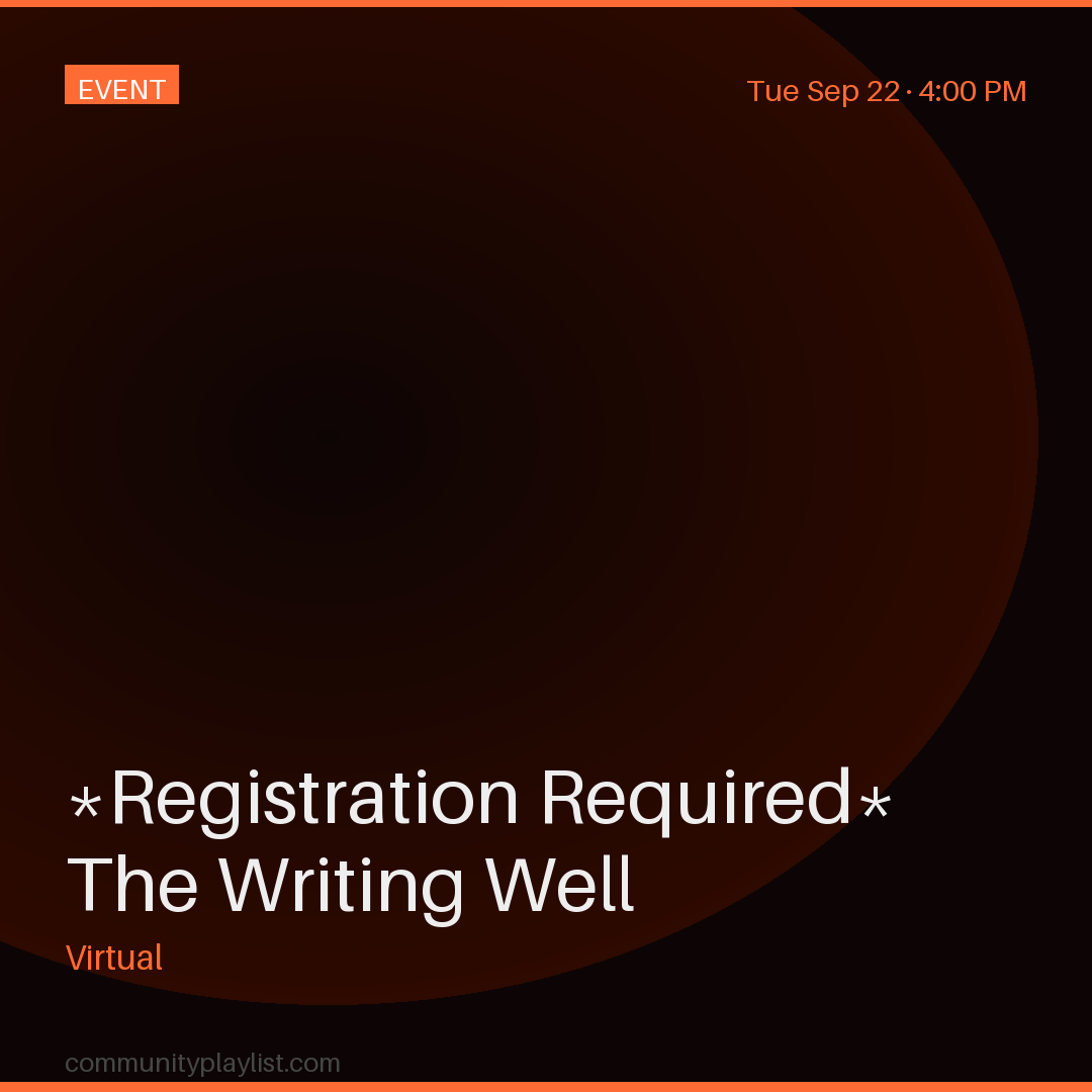 *Registration Required* The Writing Well