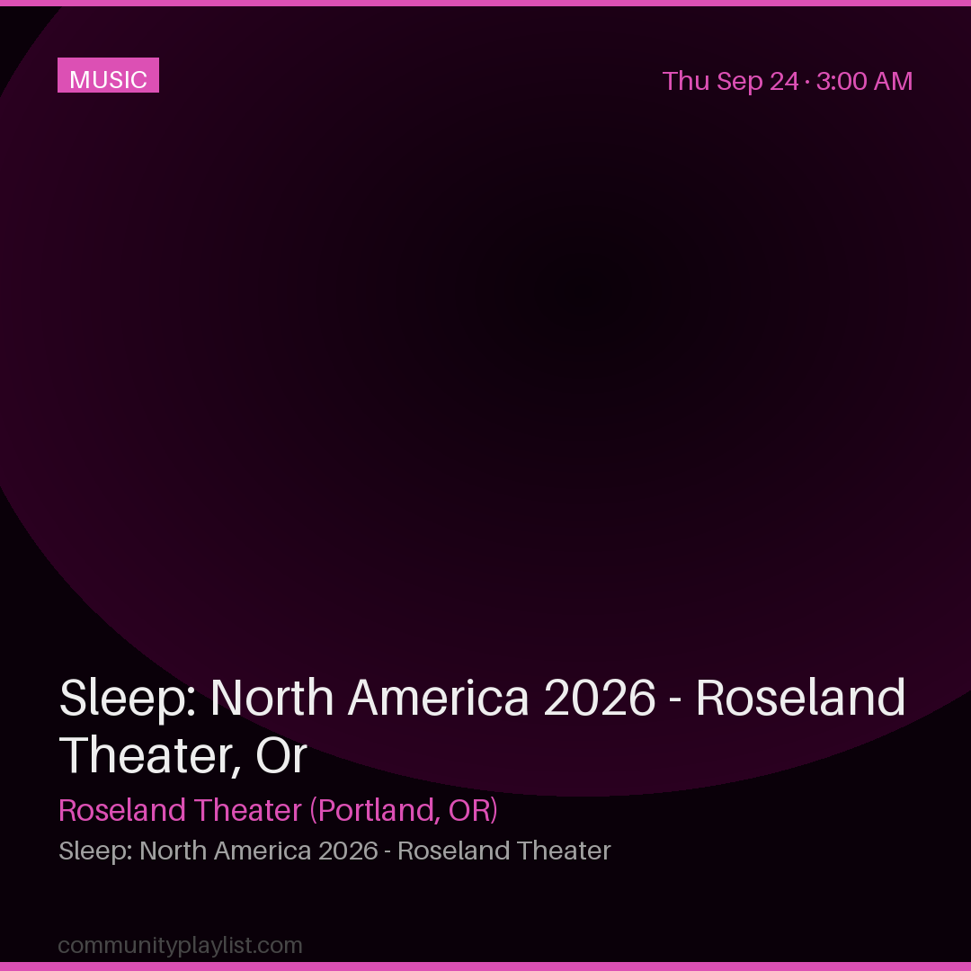Sleep: North America 2026 - Roseland Theater, Or