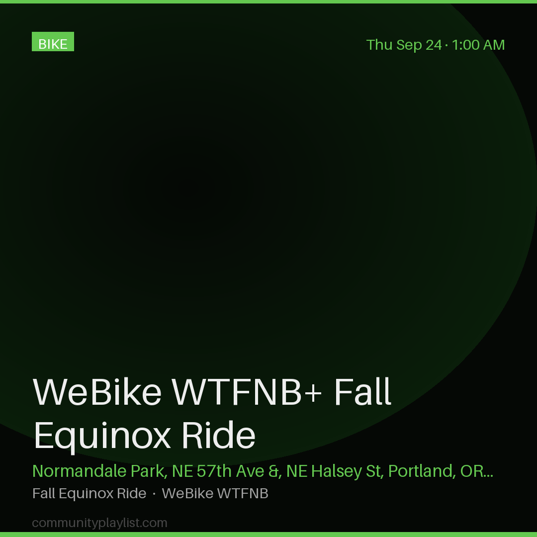 WeBike WTFNB+ Fall Equinox Ride