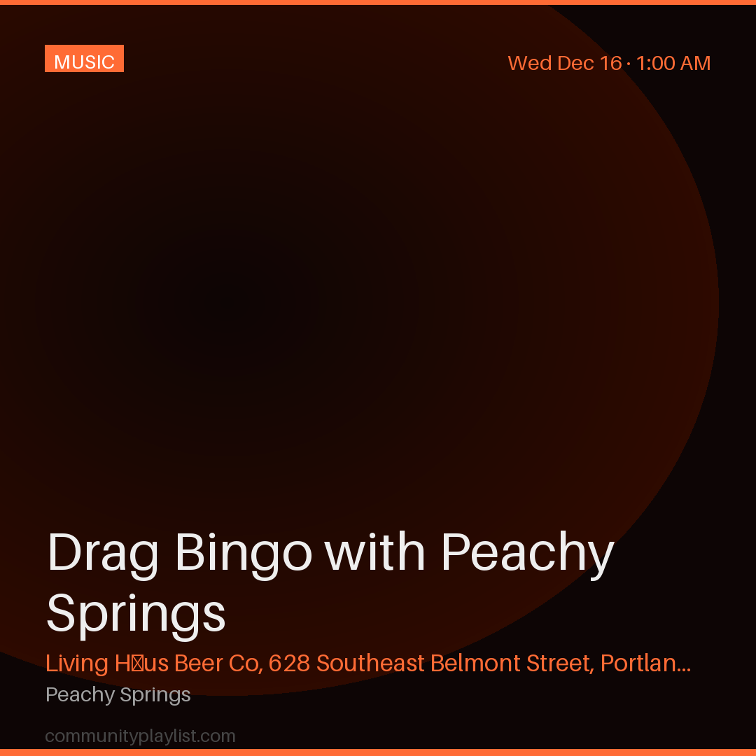 Drag Bingo with Peachy Springs