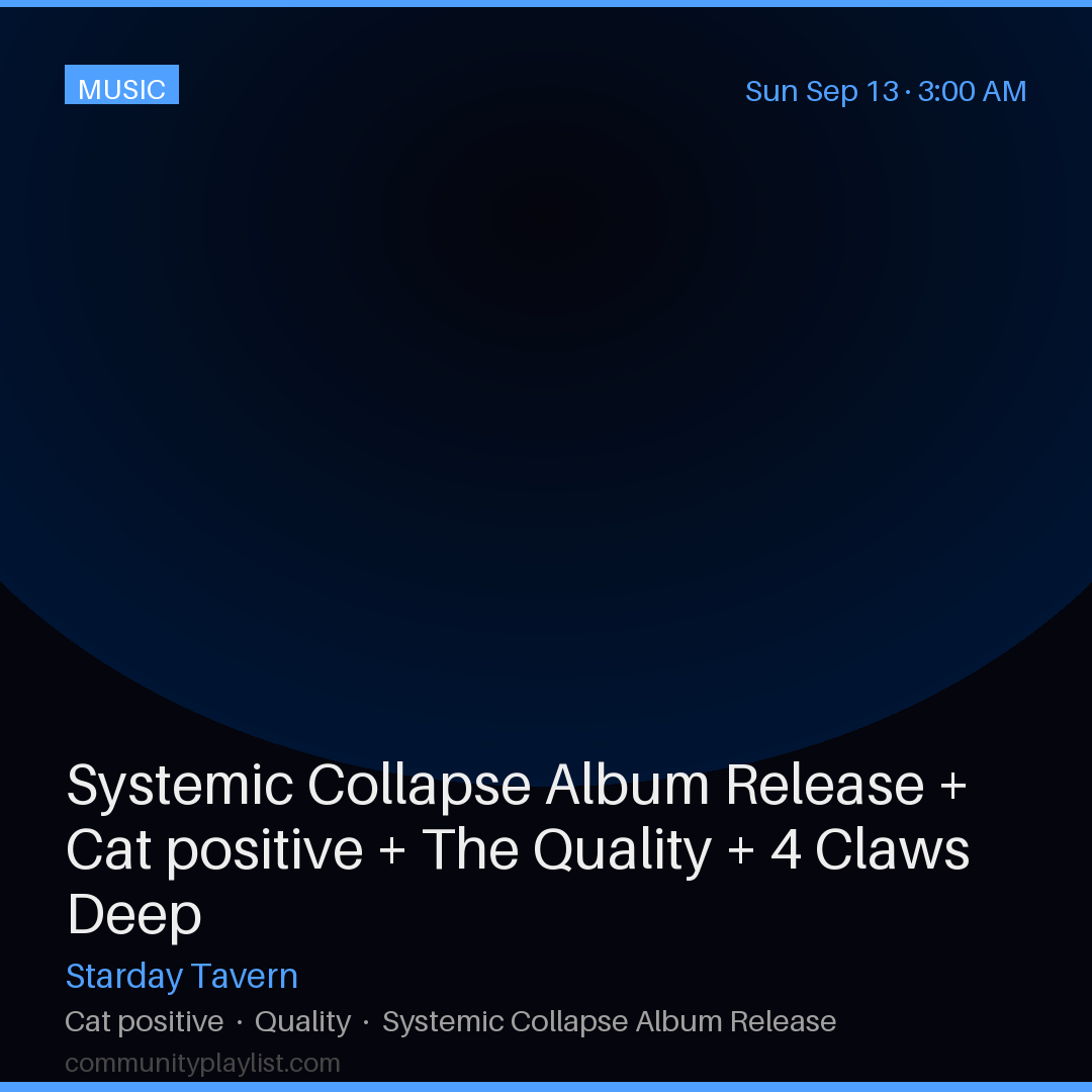 Systemic Collapse Album Release + Cat positive + The Quality + 4 Claws Deep