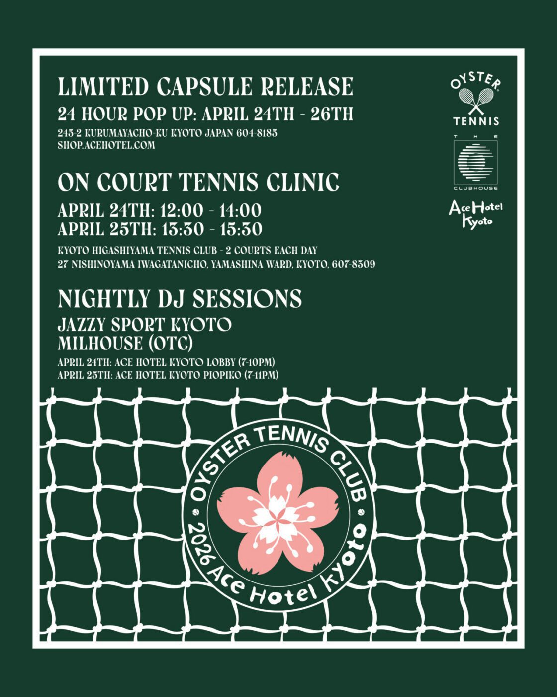 Oyster Tennis Club × Ace Hotel Kyoto