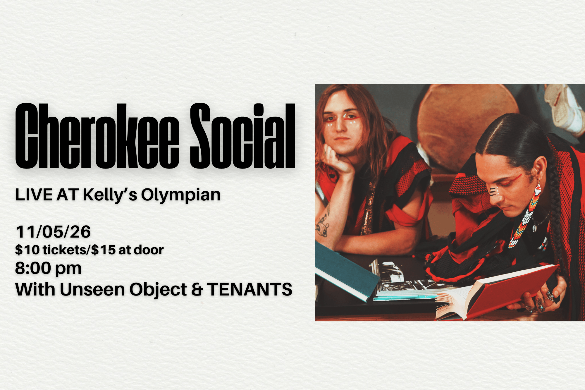 CHEROKEE SOCIAL (CO), UNSEEN OBJECT, TENANTS & STOVETOP GEMENI