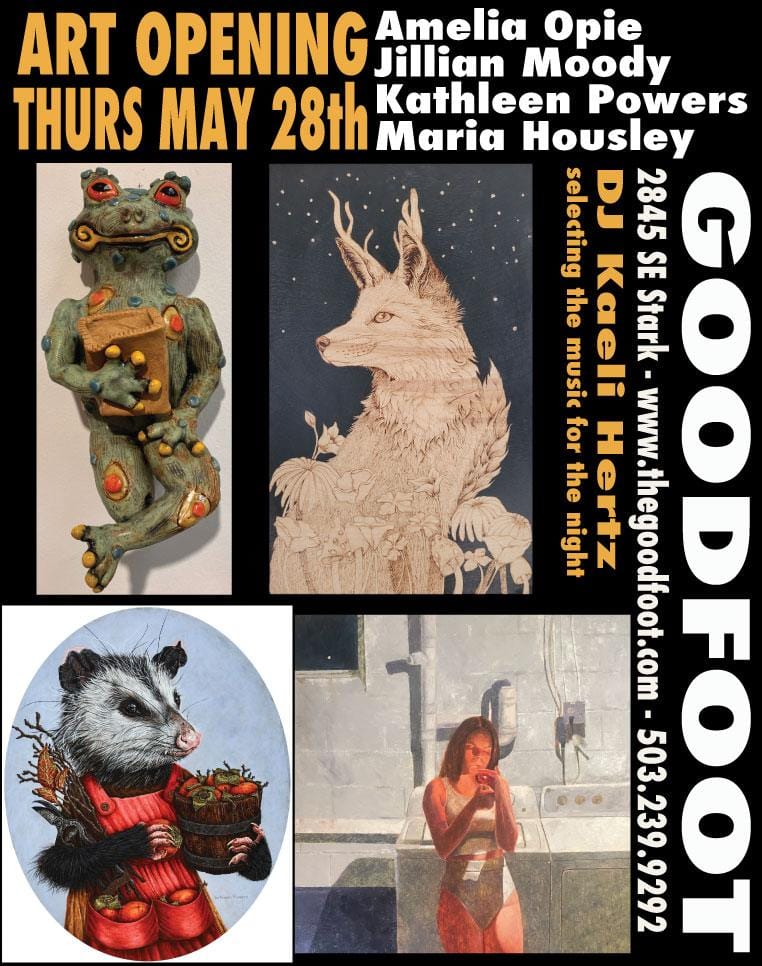 LAST THURSDAY Art OPENING featuring Amelia Opie, Jillian Moody, Kathleen Powers & Maria Housley (Upstairs Pub; 5pm Doors)