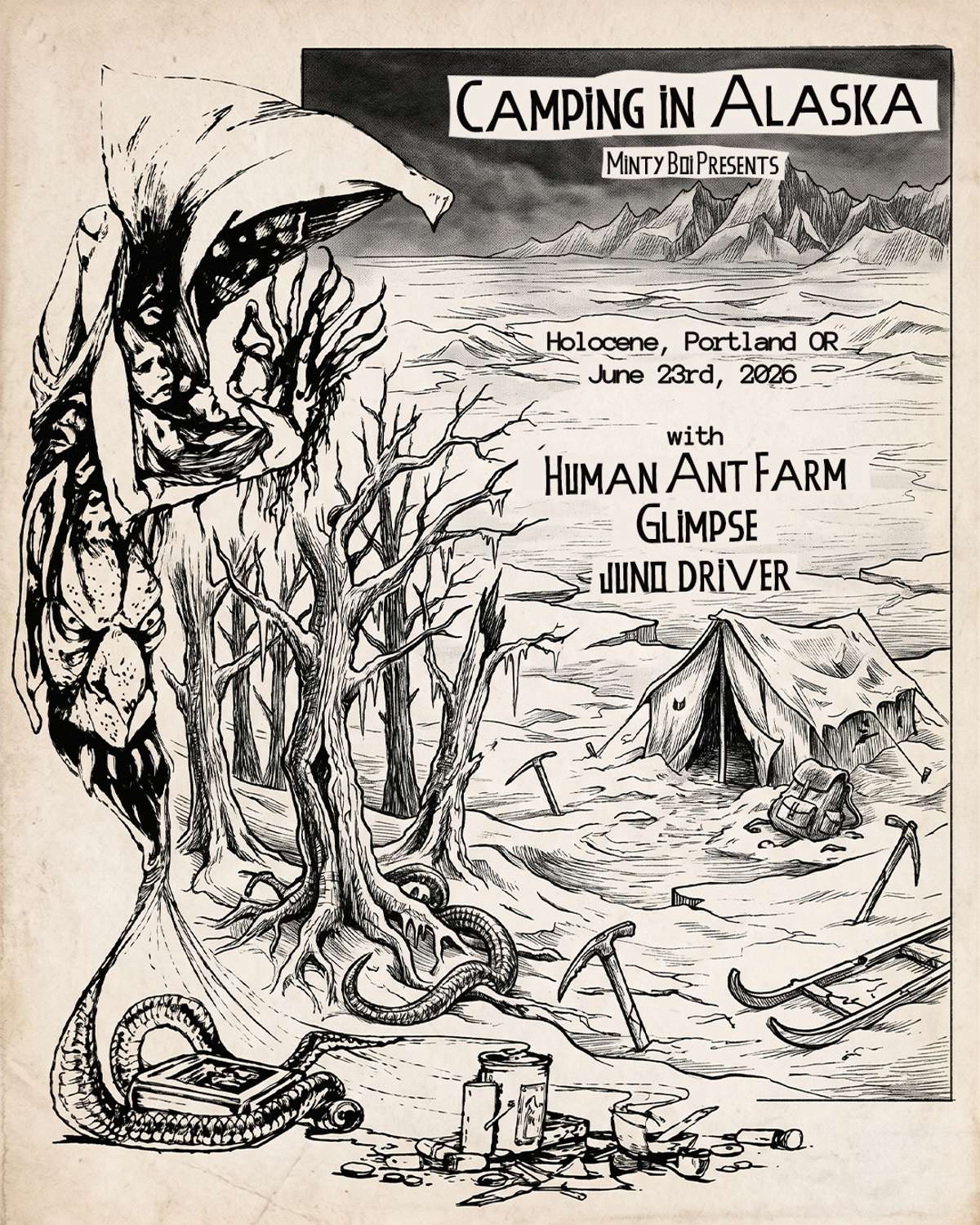 Camping in Alaska with Human Ant Farm, Glimpse, and Juno Driver – All Ages!