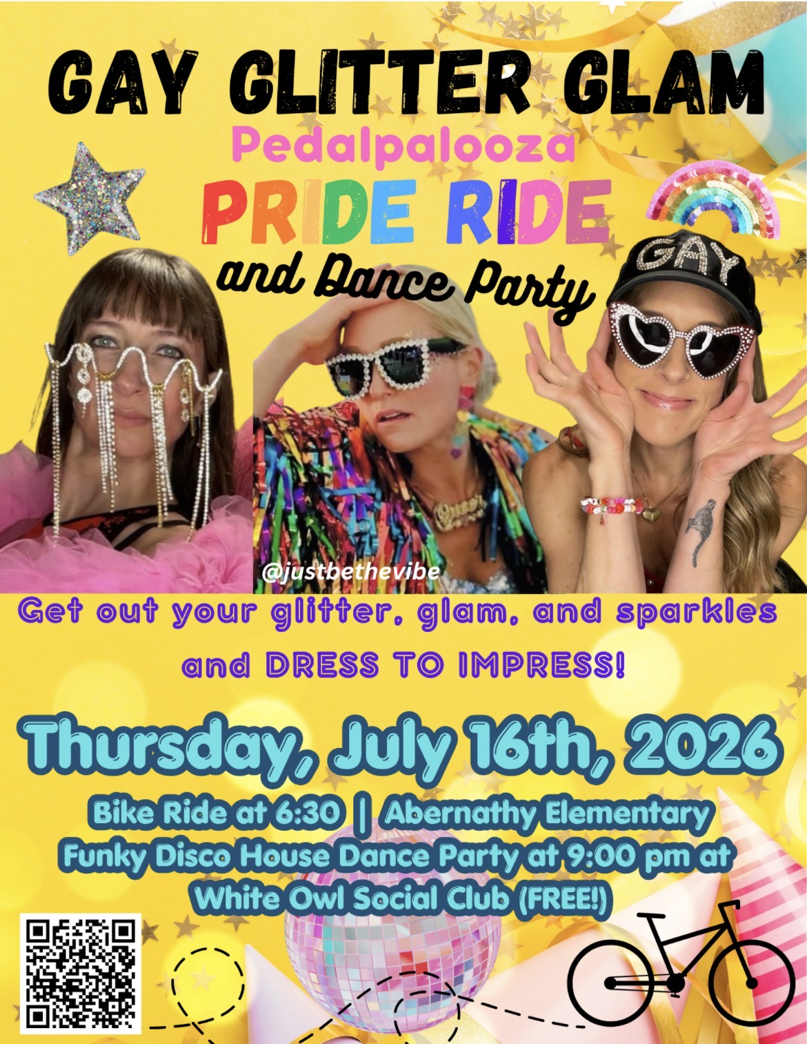 Gay Glitter Glam PRIDE RIDE 🪩🌈✨(and White Owl after party!)