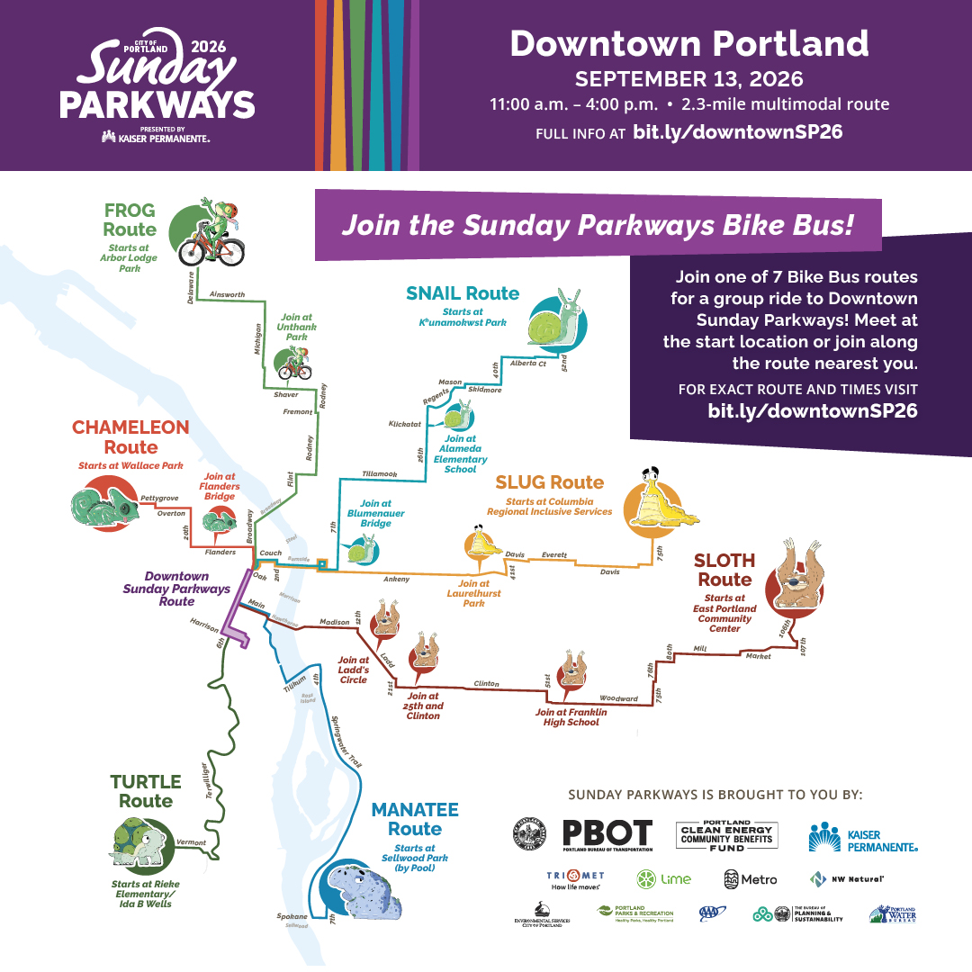 Sloth Route - Southeast Portland to Downtown Sunday Parkways