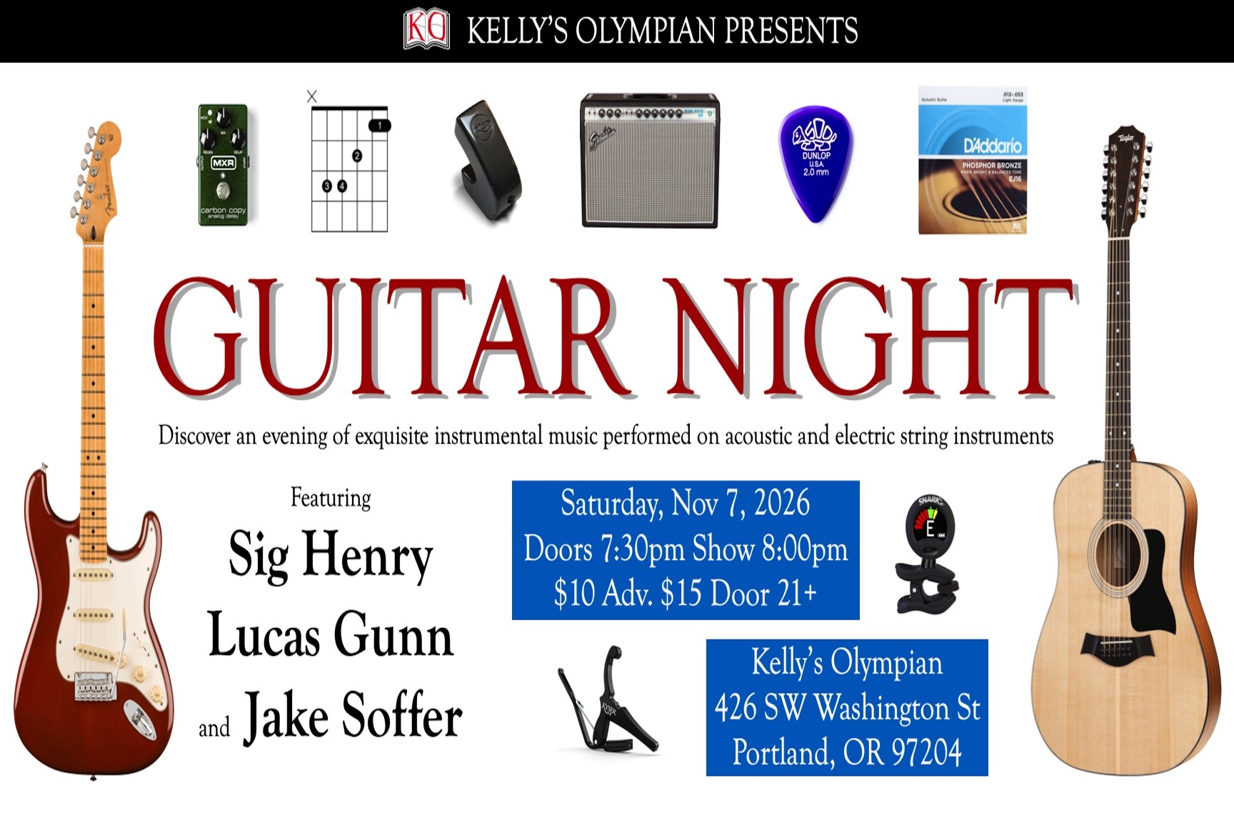 GUITAR NIGHT with SIG HENRY, LUCAS GUNN and JAKE SOFFER