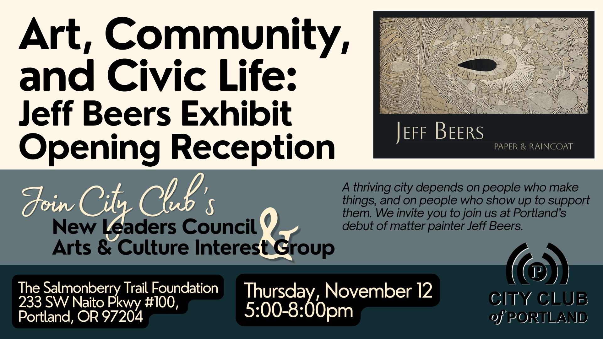 Art, Community, and Civic Life: Jeff Beers Exhibit Opening Reception