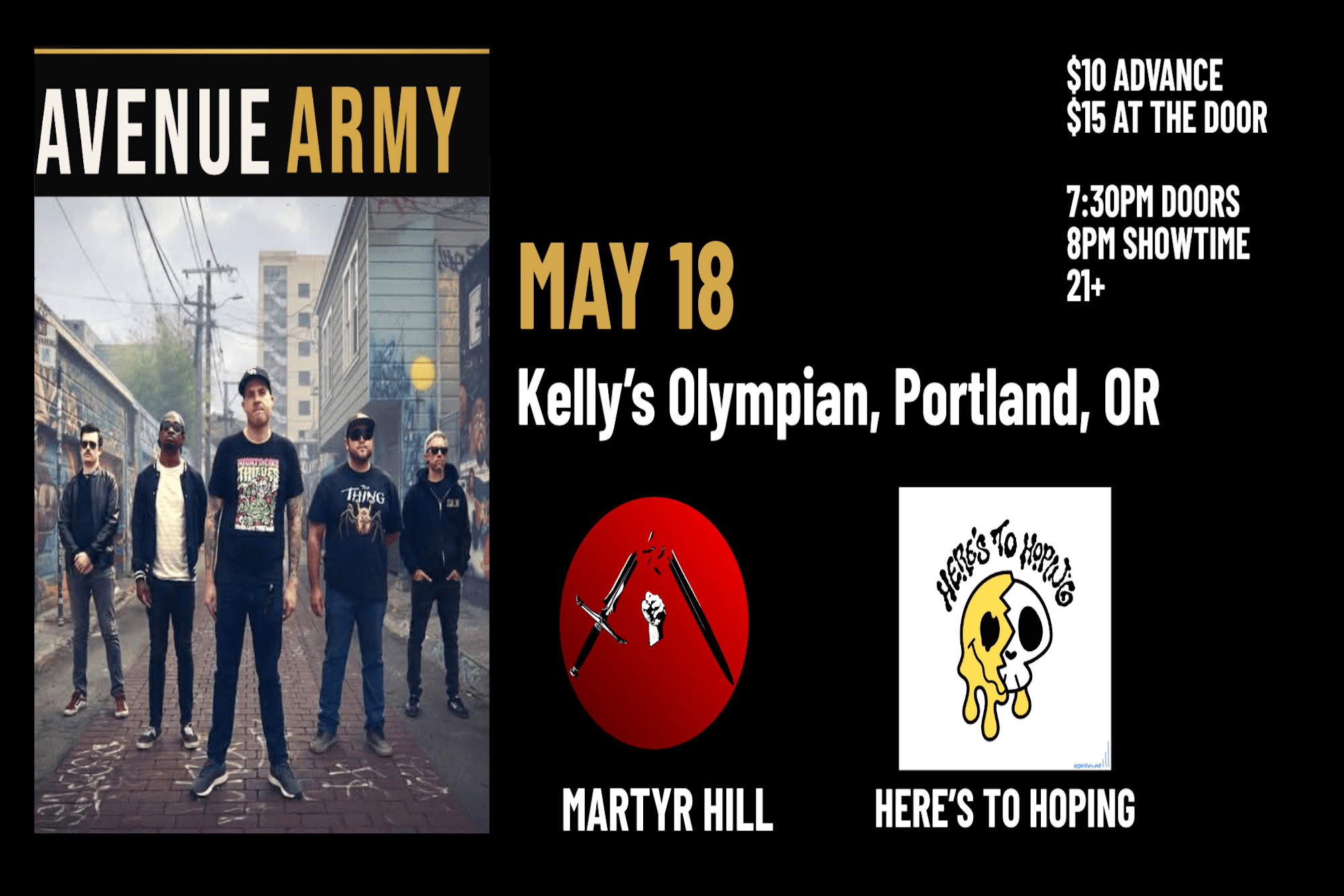 Uncle Andy & The Fuckups, Avenue Army, Martyr Hill, Here's To Hoping